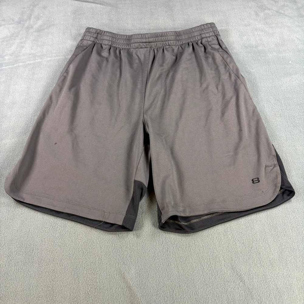Layer 8 Mens Athletic Shorts Gray Black Colorblock Gym Running Size Large